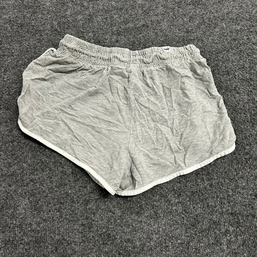 Puma Athletic Shorts Womens Size S Grey Dolphin Contrast Trim Lounge Gym Sporty